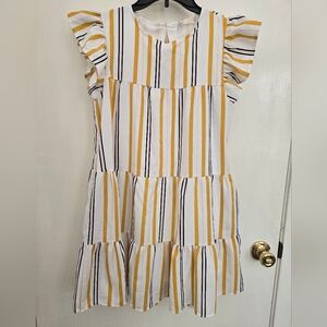 Altar'd State Yellow and White Striped Dress